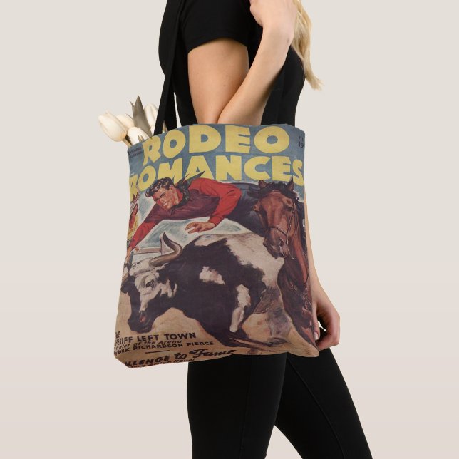 Tote Bag Western Rodeo Cowboy Steer Lutte Rodéo Romance (De près)