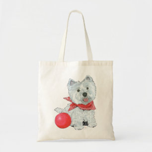 Tote Bag Westie avec une balle rouge