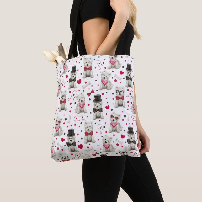 Tote Bag Westie blanc avec accessoires Whimsical (De près)