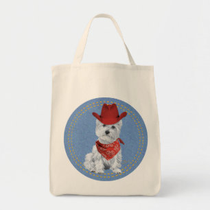 Tote Bag Westie cowboy on Denim