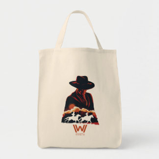 Tote Bag Westworld | Homme en Silhouette du désert noir