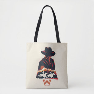 Tote Bag Westworld Homme en Silhouette du désert noir