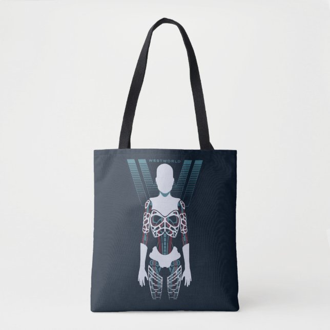 Tote Bag Westworld | Squelette Android sur logo (Devant)
