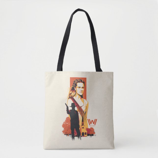 Tote Bag Westworld | Wyatt & Man en noir à l'église blanche (Devant)