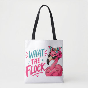 Tote Bag What The Flock - Lunettes de soleil Flamant Rose T