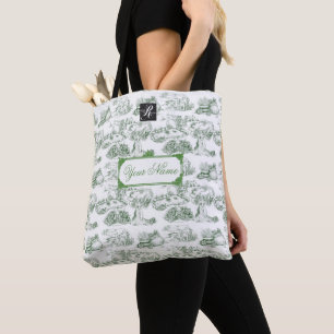 Tote Bag WHEATEN Terrier Green Toile avec nom personnalisé