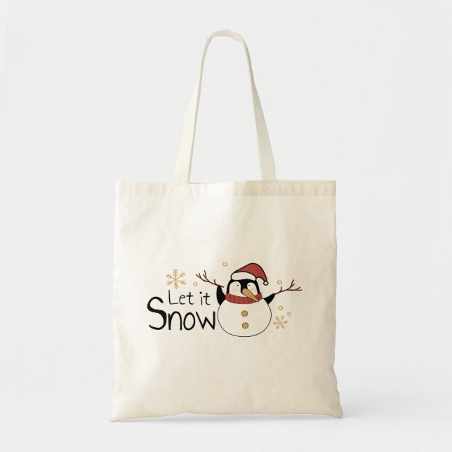 Tote Bag Whimsal Laisser Il Neige Pingouin Snowman | Noël (Devant)