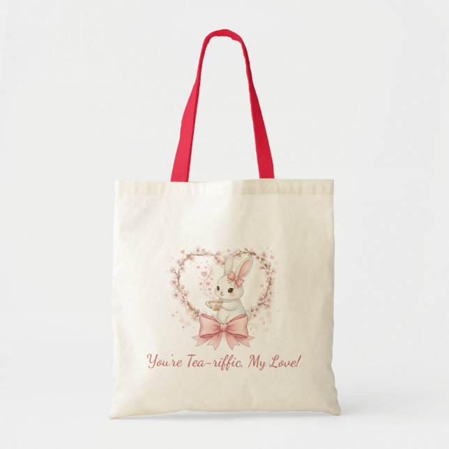 Tote Bag Whimsical Bunny Rabbit Cotton  - Eco-Friendly Gift (Devant)