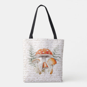 Tote Bag Whimsical Forest Champignons Vintage Farmhouse