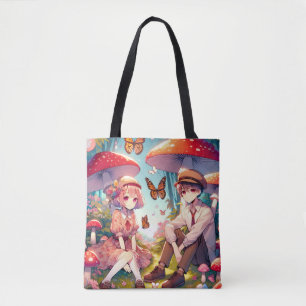 Tote Bag Whimsical Romantic Anime Couple