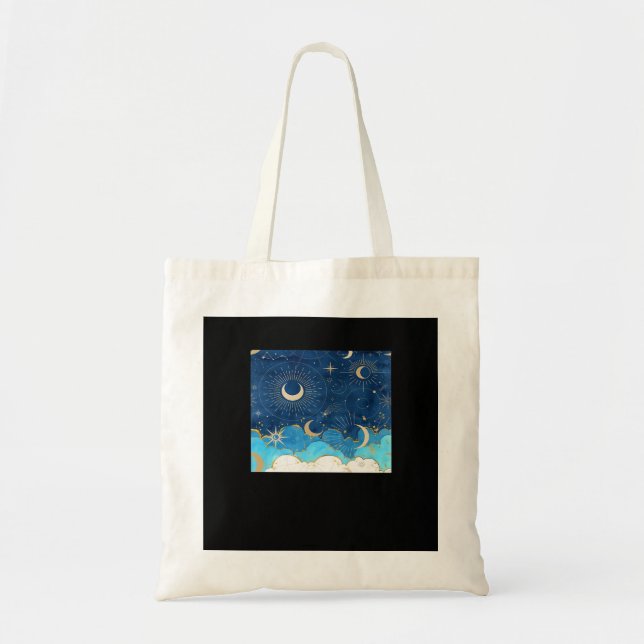 Tote Bag Whimsigoth Nuages Sun Moon Witchy Classic (Devant)