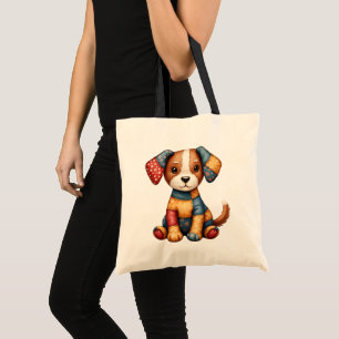Tote Bag Whimswork Puppy Folk Art Cottagecore