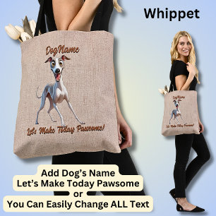 Tote Bag Whippet - Ajouter le nom du chien, modifier le tex