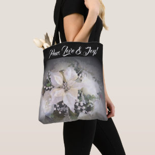 Tote Bag White Christmas Poinsettia Fourre-tout