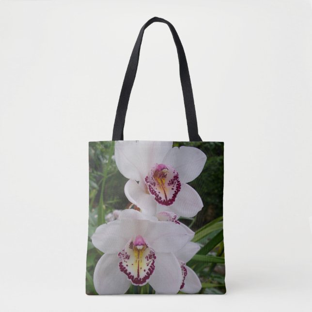 Tote Bag White Orchids Beautiful Tropical Flowers (Devant)