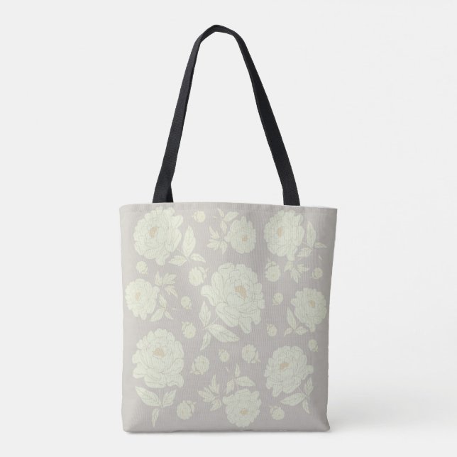 Tote Bag White Peonies Grey Arrière - plan (Dos)