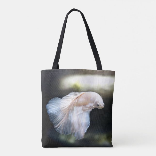 Tote Bag White siamese Fighting Fish (Dos)