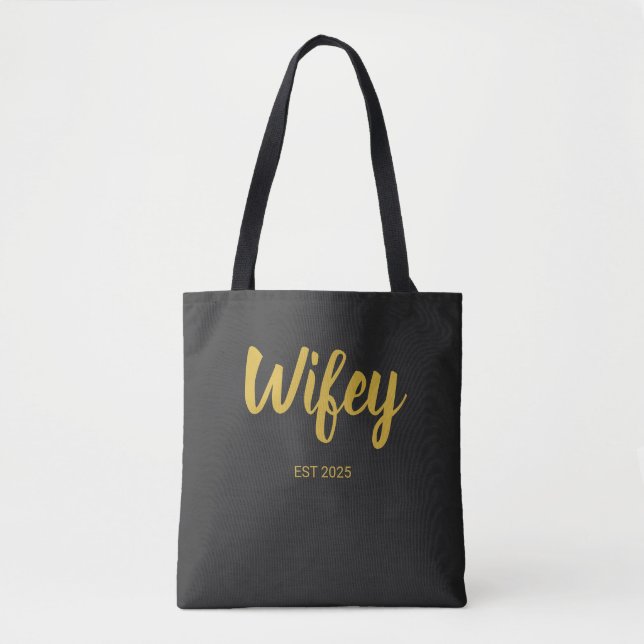Tote Bag Wifey Custom Gold Bride, Fiance Gift (Devant)
