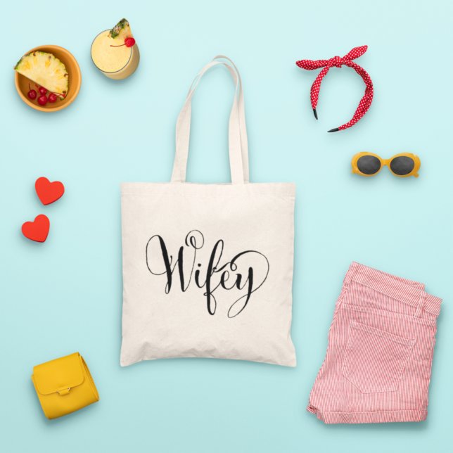 Tote Bag Wifey Elegant Script noir femmes (Créateur téléchargé)