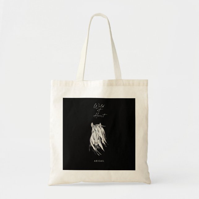 Tote Bag Wild at Heart Nom personnalisé Black Bridesmaid (Devant)