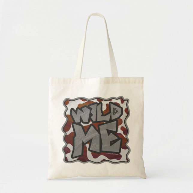 Tote Bag Wild me Vache Brown et blanche Impression (Devant)