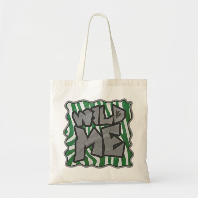 Tote Bag Wild Me Zebra Vert et blanc (Devant)