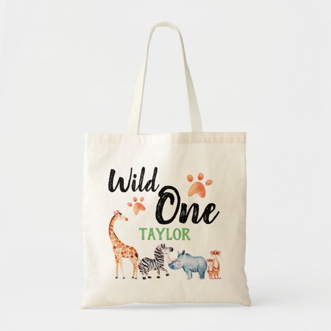 Tote Bag Wild Un premier anniversaire Safari Animaux Enfant (Devant)