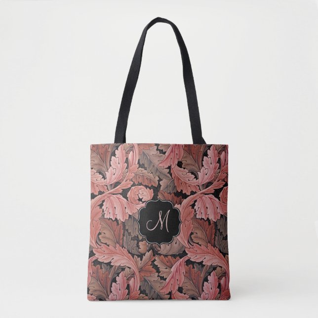 Tote Bag William Morris Acanthus Rose avec Monogram (Devant)