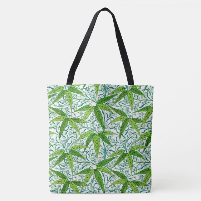 Tote Bag William Morris Bamboo Imprimer, vert et blanc (Devant)