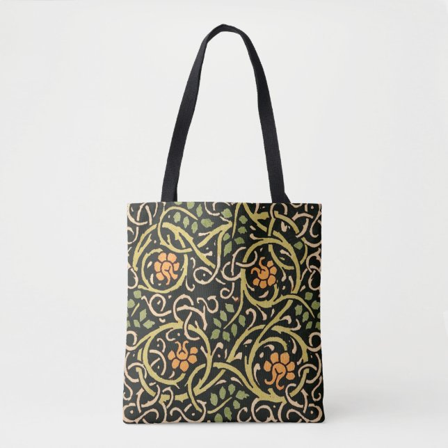 Tote Bag William Morris Black Floral Art (Devant)