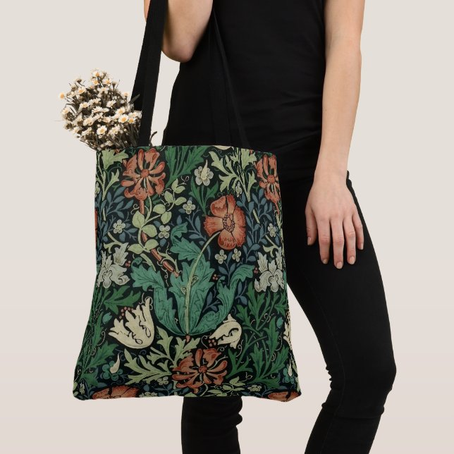 Tote Bag William Morris Compton Floral Art Nouveau Motif (De près)