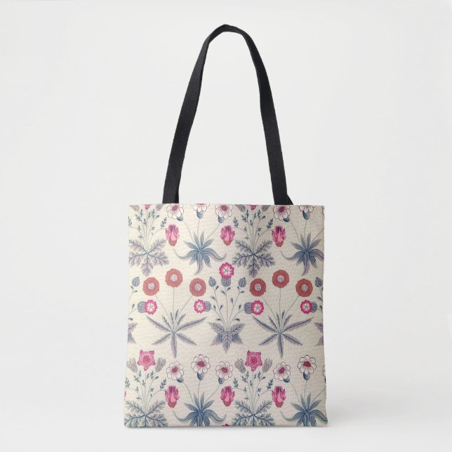 Tote Bag William Morris Daisy Motif floral Orange rouge (Devant)