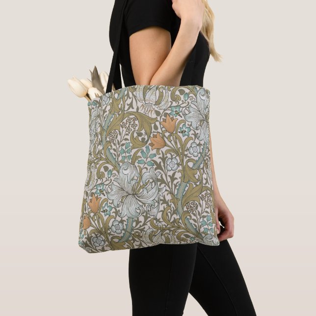 Tote Bag William Morris Golden Lily Blue Gold Classic (De près)