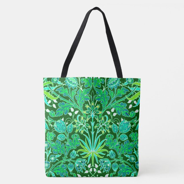 Tote Bag William Morris Hyacinth Imprimer, Emerald Green (Devant)