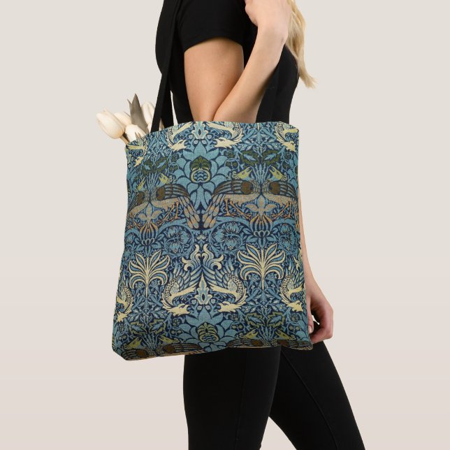 Tote Bag William Morris Peacock and Dragon Woven Design (De près)