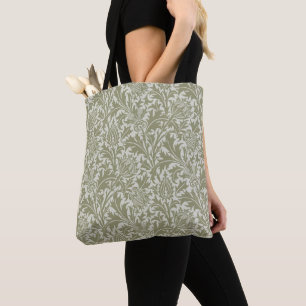 Tote Bag William Morris Thistle Sage Green Motif