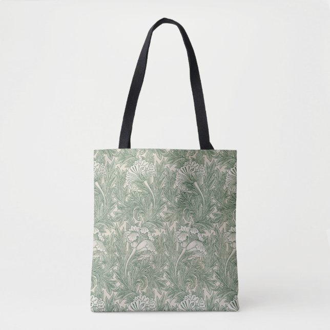 Tote Bag William Morris tulip fond textile vert (Devant)