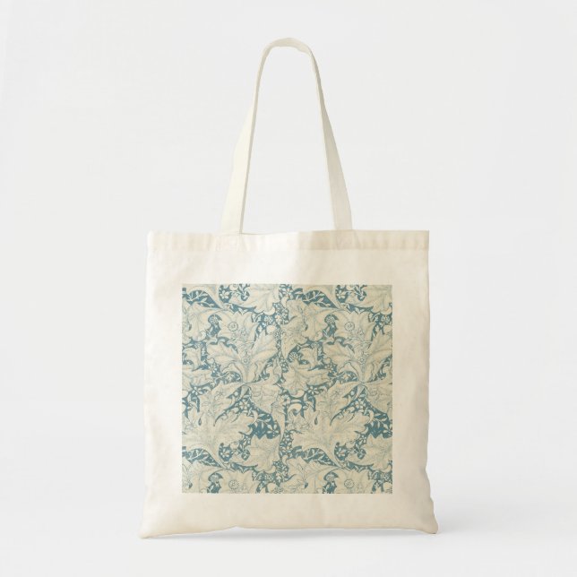 Tote Bag William Morris Wallflower bleu damas floral (Devant)