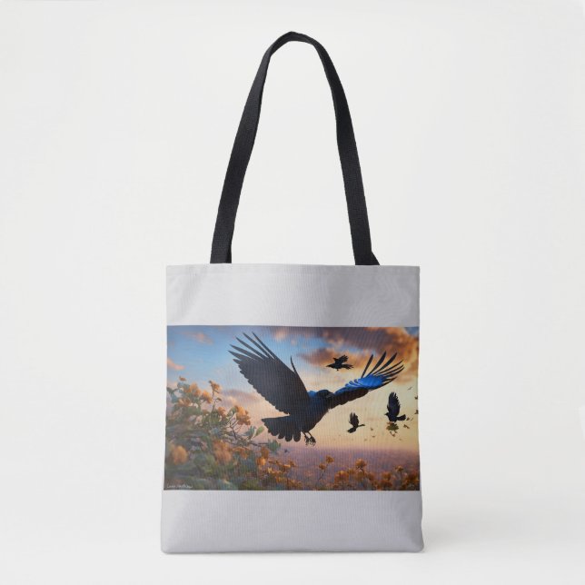 Tote Bag Wings of the Wind: The Crow and the Sparrow (Devant)