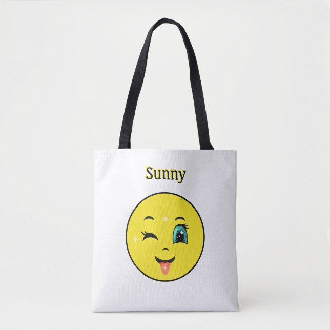 Tote Bag Winky Happy Face Emoji (Devant)