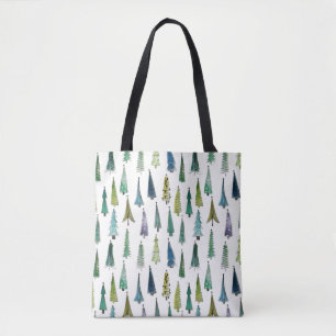 Tote Bag Winterholiday Evergreen Trees