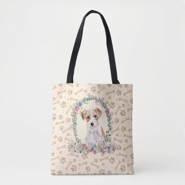 Tote Bag Wire Haired Jack Russell Chien Empreinte de patte  (Devant)