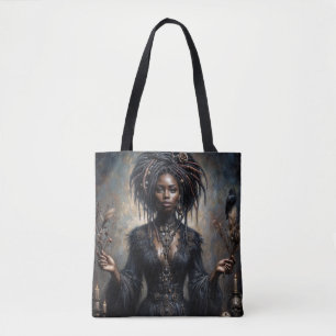 Tote Bag Witchy Black Woman Art gothique