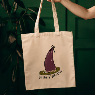 Tote Bag Witchy Woman Illustré violet sorcier Casquette