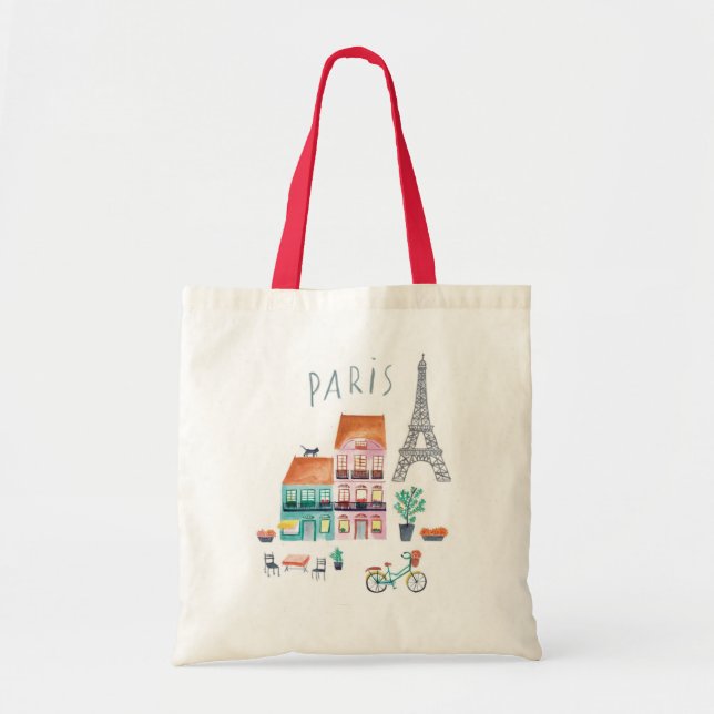 Tote bag with a print of the city of Paris. (Front)