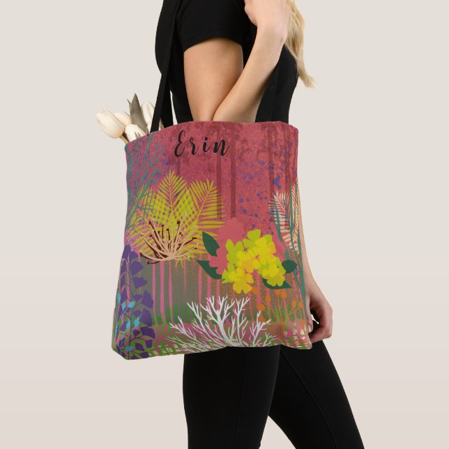 Tote bag  with abstract flora tasche (Close Up)