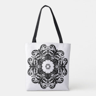 Tote Bag with Black and White Ornements