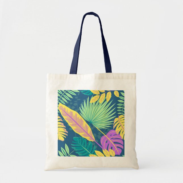 Tote bag with blue colour handles. (Front)