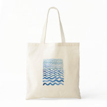 Tote Bag with blue waves print