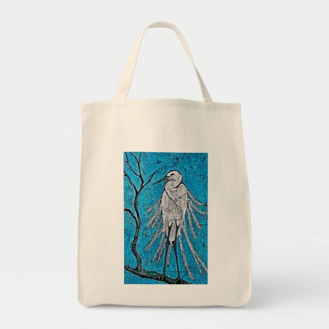 Tote Bag with Egret (Front)